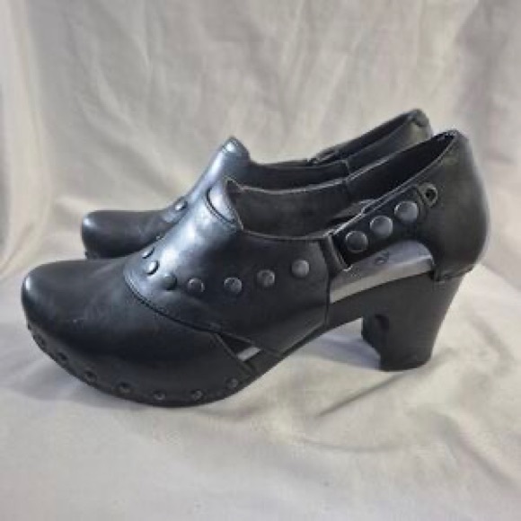 Shoes - Women’s Black Studded Leather Clog Heels
